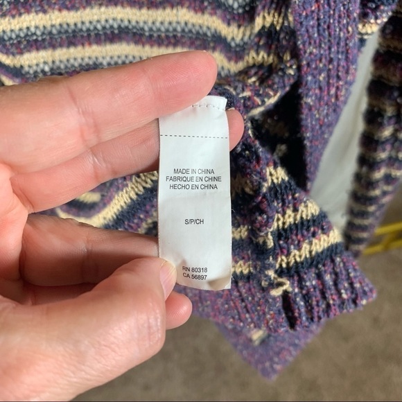 Lucky Brand open knit striped purple blue and tan cardigan small - Picture 6 of 8